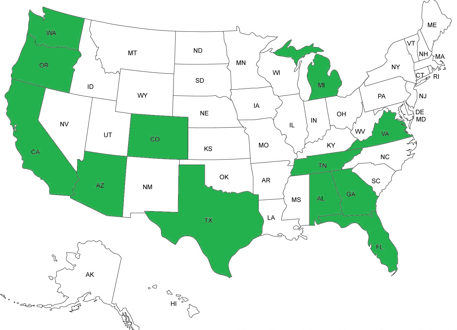 map of states Forthright Funding is licensed in